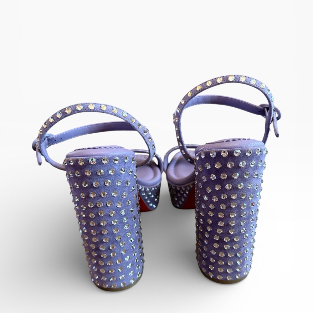 Christian Louboutin Purple Suede Crystal Embellished Movida Jane Platforms 37.5 - Picture 4 of 13